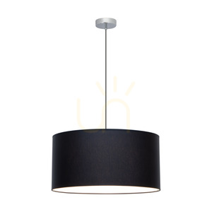Rima Pendelleuchte, 1xE27, Max. 60 W, Metall in Chromoptik/geflochtenes Kabel in Anthrazit/schwarzer Lampenschirm, Ø 50 cm small 1