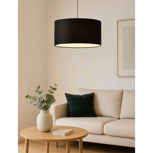 Rima Pendelleuchte, 1xE27, Max. 60 W, Metall in Chromoptik/geflochtenes Kabel in Anthrazit/schwarzer Lampenschirm, Ø 50 cm small 2