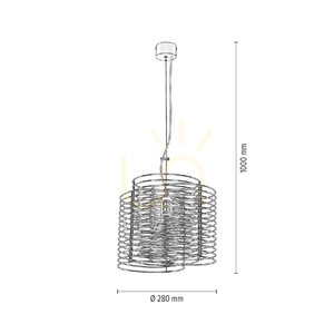 Ringo Pendelleuchte, 1xE27, Max. 60 W, schwarzes Metall/schwarzes PVC-Kabel, Ø 28 cm small 2