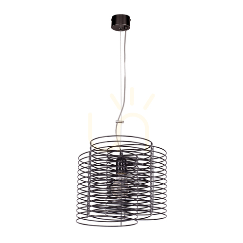 Prüfen Ringo Pendelleuchte, 1xE27, Max. 60 W, schwarzes Metall/schwarzes PVC-Kabel, Ø 28 cm
