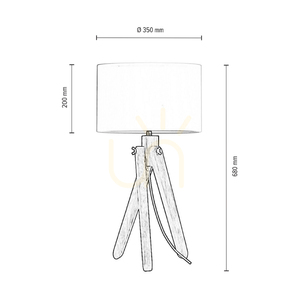 Rune Tischlampe, 1xE27, Max. 40 W, geölte Eiche/schwarzes PVC-Kabel/weißer Lampenschirm, Ø 30 cm small 2