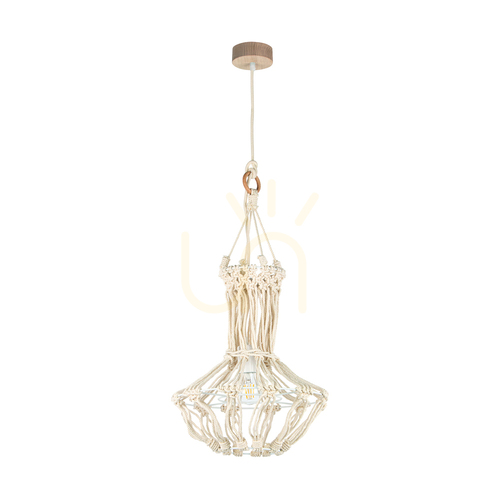 Prüfen Samba-Pendelleuchte, 1xE27, Max. 15-W-LED, geölte Eiche/natur, geflochtenes Kabel/cremefarbene geflochtene Baumwollkordel, Ø 35 cm