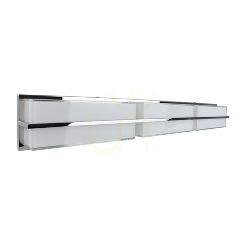 Prüfen Wandleuchte „Sally“, inklusive LED 3000 K, 30 W, Metall in Chrom/weißer Glasschirm, 98 cm