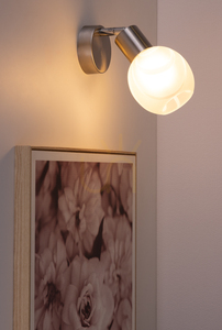 Sara Wandleuchte 1xE14 Max. 40 W, Satin-Metall/weißer Glasschirm, 22 cm small 2