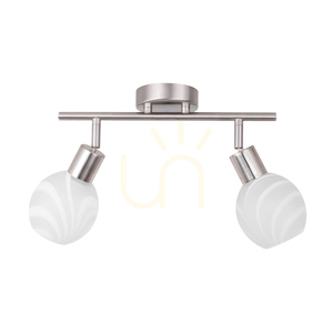 Sara Deckenleuchte, 2xE14, Max. 40 W, Satin-Metall/Weiß, Glasschirm, 44 cm small 0