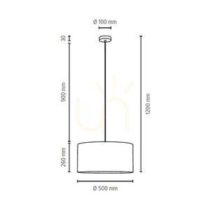 Scarlett Pendelleuchte, 1xE27, Max. 60 W, satiniertes Metall / transparentes PVC-Kabel / grauer Lampenschirm, Ø 50 cm small 2