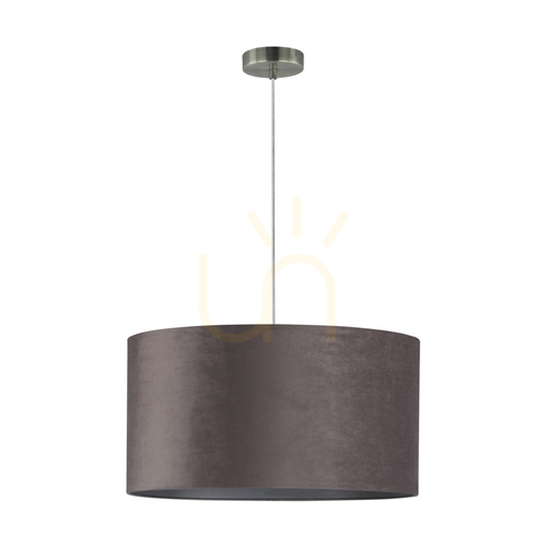 Prüfen Scarlett Pendelleuchte, 1xE27, Max. 60 W, satiniertes Metall / transparentes PVC-Kabel / grauer Lampenschirm, Ø 50 cm