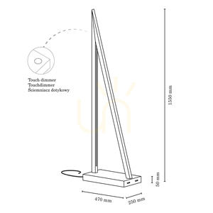 Segel Stehlampe, 2xLED, 3000 K, 32,5 W, geölte Eiche/Anthrazit, geflochtenes Kabel mit Touch-Dimmer, 47 cm small 2