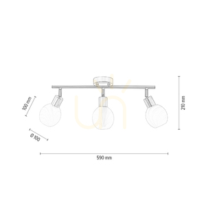 Sara Deckenleuchte, 3xE14, Max. 40 W, Satin-Metall/Weiß, Glasschirm, 59 cm small 4