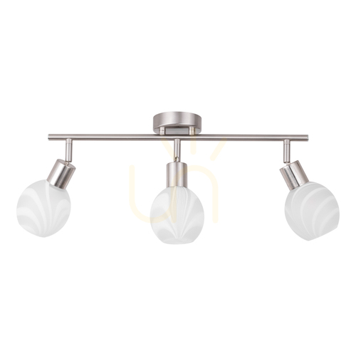 Prüfen Sara Deckenleuchte, 3xE14, Max. 40 W, Satin-Metall/Weiß, Glasschirm, 59 cm