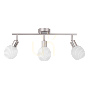 Sara Deckenleuchte, 3xE14, Max. 40 W, Satin-Metall/Weiß, Glasschirm, 59 cm small 0