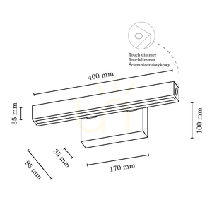 Kleine Wandleuchte, 1xLED, 3000 K, 5,3 W, Buchen- und Nussbaumholz, mit Touch-Dimmer, 40 cm small 2