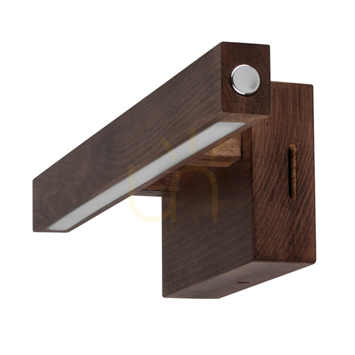 Prüfen Kleine Wandleuchte, 1xLED, 3000 K, 5,3 W, Buchen- und Nussbaumholz, mit Touch-Dimmer, 40 cm