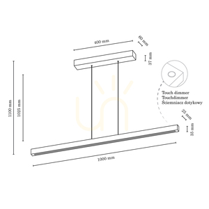 Smal 1xLED 3000K 15W Pendelleuchte, Buche und Walnussholz / transparentes PVC-Kabel mit Touch-Dimmer, 100 cm small 2