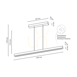 Smal Single 2xLED 3000K 28,5 W Pendelleuchte, Birke/schwarzes Metall/transparentes PVC-Kabel mit Touch-Dimmer, 100 cm small 4