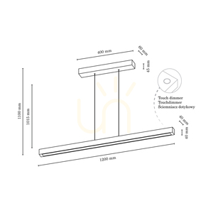 Smal 2xLED 3000K 34,5 W Pendelleuchte, Birke/transparentes PVC-Kabel mit Touch-Dimmer, 110 cm small 2