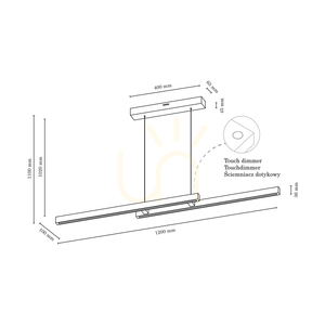 Kleine Doppel-Pendelleuchte 2xLED 3000K 22,5 W, Birke/transparentes PVC-Kabel mit Touch-Dimmer, 120 cm small 4
