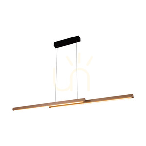Kleine Doppel-Pendelleuchte mit 2 LEDs, 3000 K, 28,5 W, Birke/schwarzes Metall/transparentes PVC-Kabel, mit Touch-Dimmer, 150 cm small 1