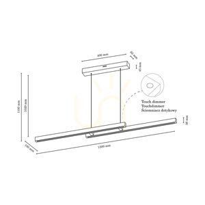Kleine Doppel-Pendelleuchte mit 2 LEDs, 3000 K, 28,5 W, Birke/schwarzes Metall/transparentes PVC-Kabel, mit Touch-Dimmer, 150 cm small 4