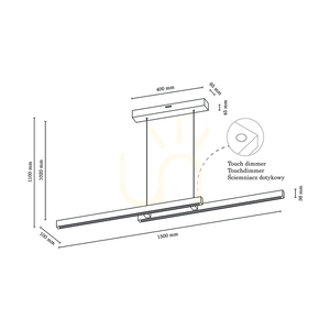 Kleine Doppel-Pendelleuchte mit 2 LEDs, 3000 K, 28,5 W, aus Buchen- und Nussbaumholz / transparentes PVC-Kabel mit Touch-Dimmer, 150 cm small 3