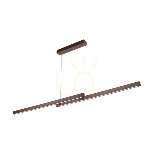 Prüfen Kleine Doppel-Pendelleuchte mit 2 LEDs, 3000 K, 28,5 W, aus Buchen- und Nussbaumholz / transparentes PVC-Kabel mit Touch-Dimmer, 150 cm
