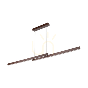 Kleine Doppel-Pendelleuchte mit 2 LEDs, 3000 K, 28,5 W, aus Buchen- und Nussbaumholz / transparentes PVC-Kabel mit Touch-Dimmer, 150 cm small 0