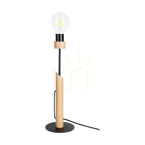 Tischlampe „Solange“, 1xE27, Max. 60 W, geölte Eiche/schwarzes Metall/schwarzes geflochtenes Kabel, Ø 15 cm small 0