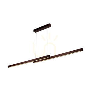 Kleine Doppel-Pendelleuchte „Double“ mit 2 LEDs, 3000 K, 22,5 W, aus Buchen- und Nussbaumholz, mit Touch-Dimmer, 120 cm small 1