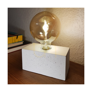 Stabile Doppel-Tischlampe, 1xE27, Max. 25 W, weißer Beton/schwarzes PVC-Kabel, 18 cm small 1