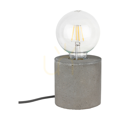Prüfen Robuste Tischlampe, 1xE27, Max. 25 W, PVC-Kabel in Betongrau/Schwarz, Ø 10 cm