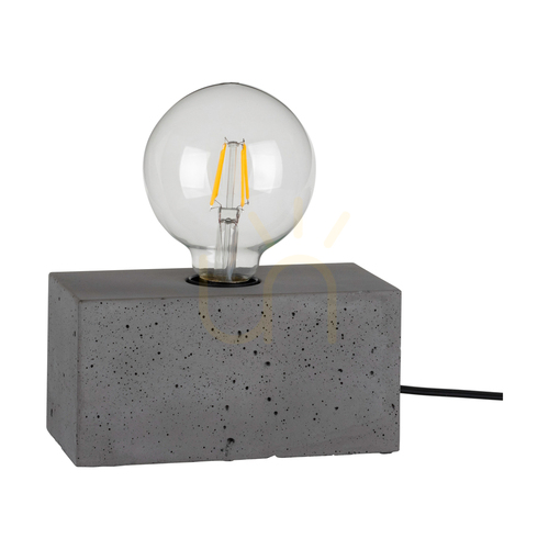 Prüfen Stabile Doppel-Tischlampe, 1xE27, Max. 25 W, Betongrau/Schwarz, PVC-Kabel 18 cm