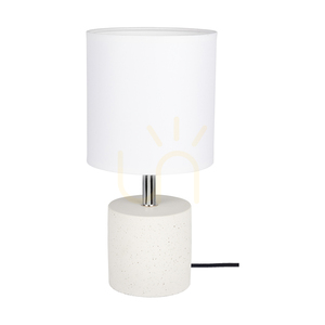 Robuste Tischlampe, 1xE27, Max. 25 W, weißer Beton/schwarzes PVC-Kabel/weißer Lampenschirm, Ø 15 cm small 0