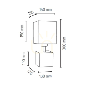 Robuste quadratische Tischlampe, 1xE27, Max. 25 W, PVC-Kabel in Betongrau/Schwarz/weißer Lampenschirm, 15 cm small 2