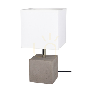 Robuste quadratische Tischlampe, 1xE27, Max. 25 W, PVC-Kabel in Betongrau/Schwarz/weißer Lampenschirm, 15 cm small 0