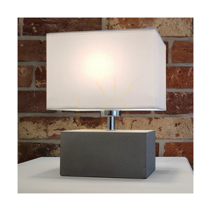 Stabile Doppel-Tischlampe, 1xE27, Max. 25 W, PVC-Kabel in Betongrau/Schwarz/weißer Lampenschirm, 22 cm small 1