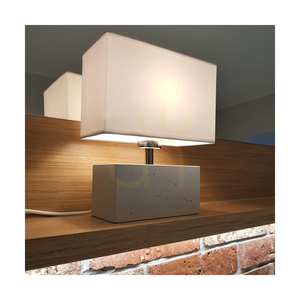 Stabile Doppel-Tischlampe, 1xE27, Max. 25 W, PVC-Kabel in Betongrau/Schwarz/weißer Lampenschirm, 22 cm small 2