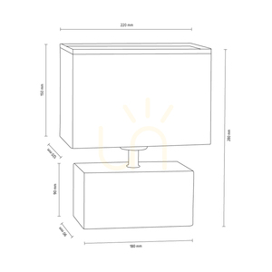 Stabile Doppel-Tischlampe, 1xE27, Max. 25 W, PVC-Kabel in Betongrau/Schwarz/weißer Lampenschirm, 22 cm small 3