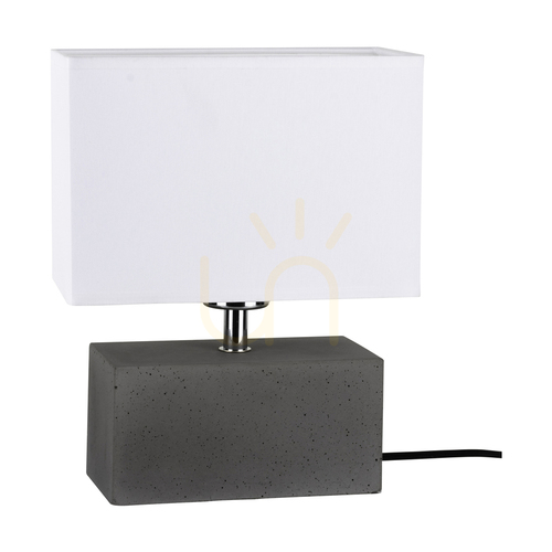 Prüfen Stabile Doppel-Tischlampe, 1xE27, Max. 25 W, PVC-Kabel in Betongrau/Schwarz/weißer Lampenschirm, 22 cm