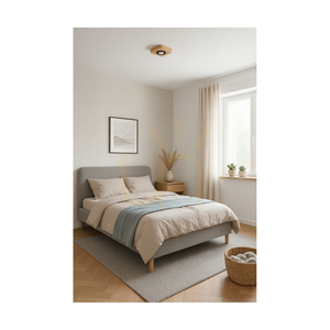 Sunniva Deckenleuchte, inklusive 1x LED 3000K 5W, braun gebeiztes Kiefernholz / schwarzes Metall, 14 cm small 2