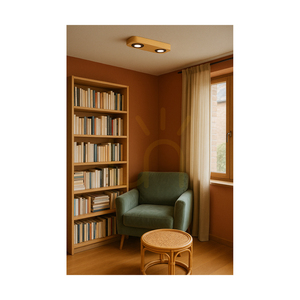 Sunniva Deckenleuchte, inklusive 2x 3000K 5W-LEDs, braun gebeiztes Kiefernholz / schwarzes Metall, 29 cm small 2