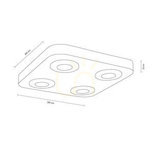 Sunniva Deckenleuchte, inklusive 4xLED 3000K 5W, braun gebeiztes Kiefernholz / schwarzes Metall, 26 cm small 1
