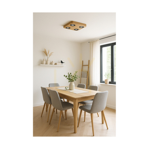 Sunniva Deckenleuchte, inklusive 4xLED 3000K 5W, braun gebeiztes Kiefernholz / schwarzes Metall, 26 cm small 2