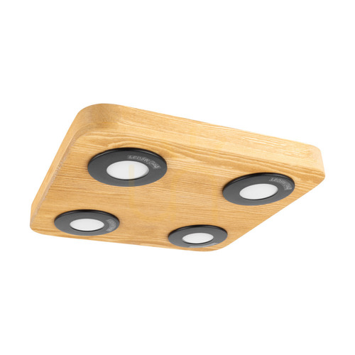 Prüfen Sunniva Deckenleuchte, inklusive 4xLED 3000K 5W, braun gebeiztes Kiefernholz / schwarzes Metall, 26 cm