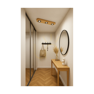 Sunniva Deckenleuchte, inklusive 3xLED 3000K 5W, braun gebeiztes Kiefernholz / schwarzes Metall, 42 cm small 2