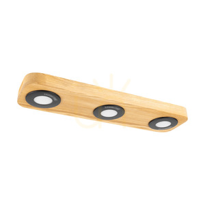 Sunniva Deckenleuchte, inklusive 3xLED 3000K 5W, braun gebeiztes Kiefernholz / schwarzes Metall, 42 cm small 0