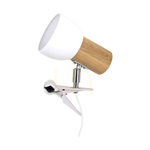 Svenda-Clip-On-Lampe, 1xE27, Max. 60 W, geölte Eiche/Chrommetall/weißer Metallschirm, 14 cm small 0