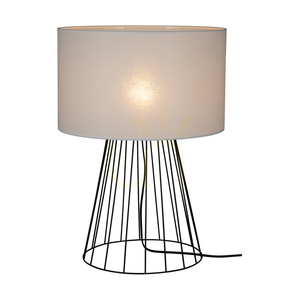 Tischlampe „Swan“, 1xE27, Max. 60 W, schwarzes Metall/schwarzes PVC-Kabel/weißer Lampenschirm, Ø 40 cm small 1