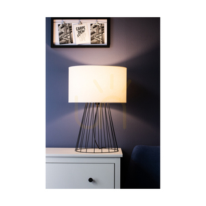Tischlampe „Swan“, 1xE27, Max. 60 W, schwarzes Metall/schwarzes PVC-Kabel/weißer Lampenschirm, Ø 40 cm small 4