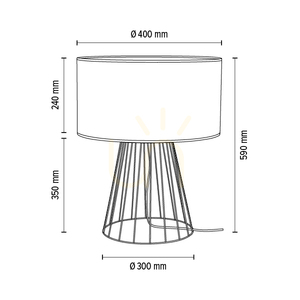 Tischlampe „Swan“, 1xE27, Max. 60 W, schwarzes Metall/schwarzes PVC-Kabel/weißer Lampenschirm, Ø 40 cm small 5