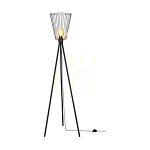 Swan Stehlampe, 1xE27, Max. 40 W, schwarzes Metall / schwarzes PVC-Kabel / schwarzer Metallschirm, Ø 30 cm small 1